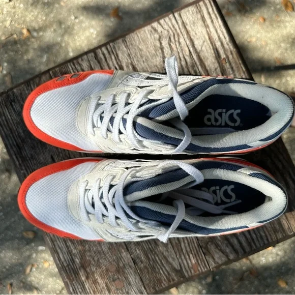 ASICS Gel Lyte III White, Orange, & Blue Sneakers - Picture 3 of 6